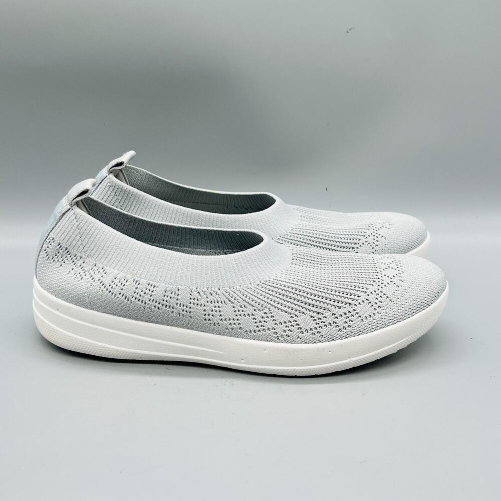 FitFlop Shoes Womens 9 Gray Uberknit Slip On Ballerina Flats Comfort Casual